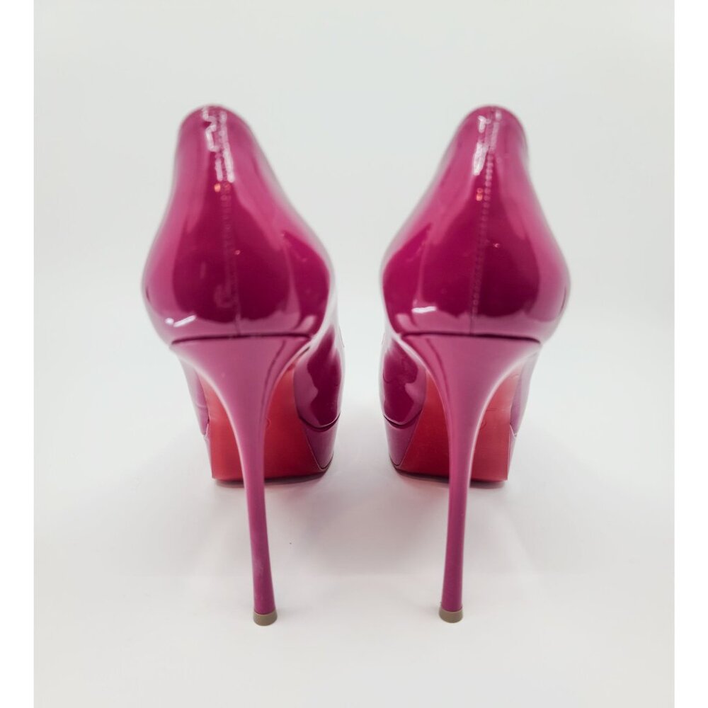 Christian Louboutin Heels "Fetish Peep 130" Dark Pink Platform Pumps Size 37.5 - Picture 2 of 7